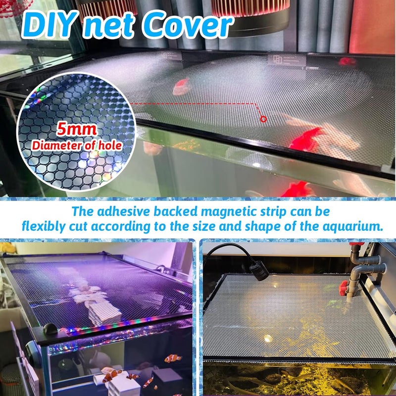 FUYITE 13.8 Feet DIY Magnetic Fish Aquarium Anti-Jumping net Cover, Mesh Screen Netting for Fish Aquarium Screen Top Cover, Reptiles from Jumping Out - Image 5